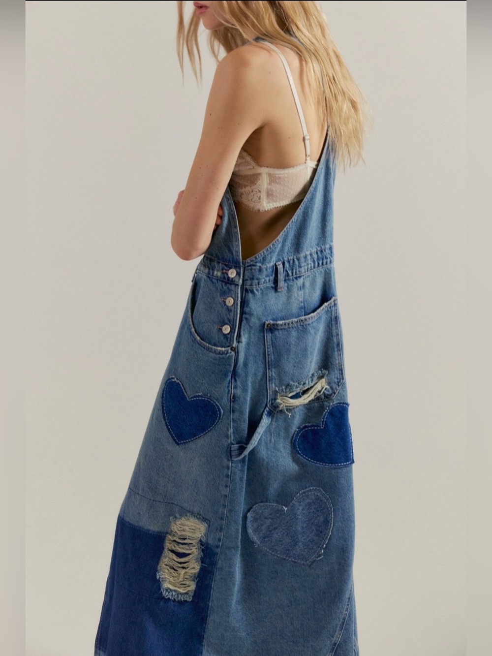 NWOT Free People Key To My Heart Patched Skirtalls - Picture 3 of 10